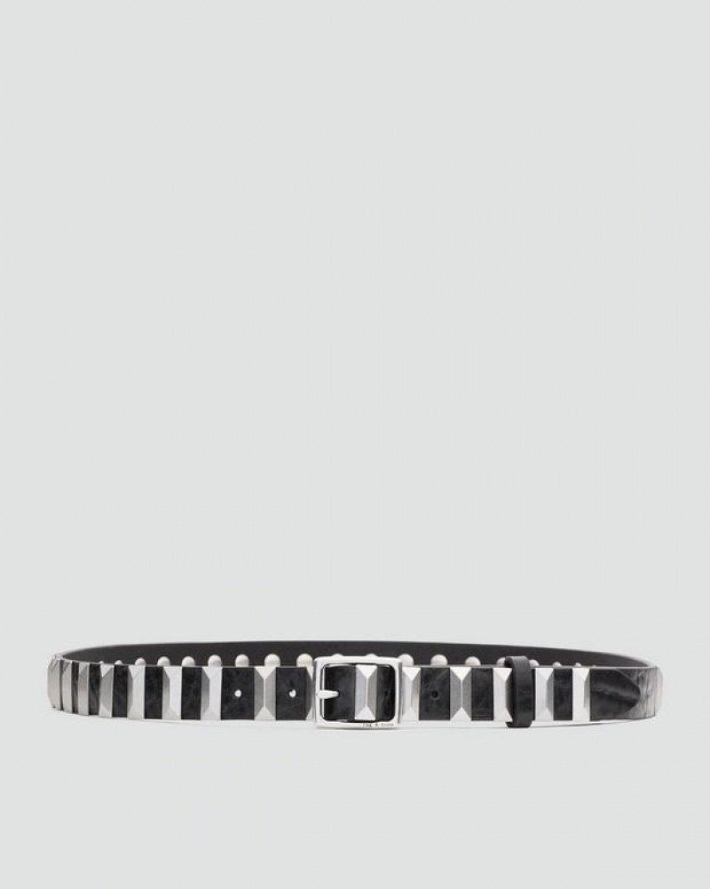 Rag & Bone Baby Boyfriend Studded Belt Leather Belt Black | 36978VINK