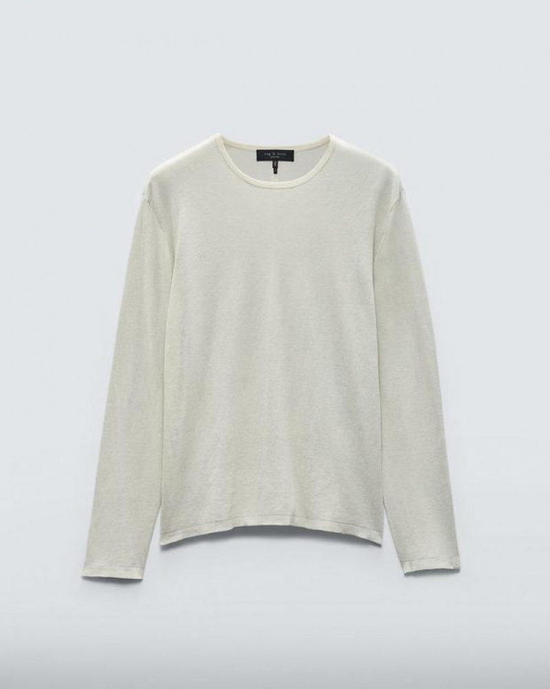 Rag & Bone Banks Double Faced Long Sleeve Tee Cotton T-Shirt Turtledove | 45806WECU