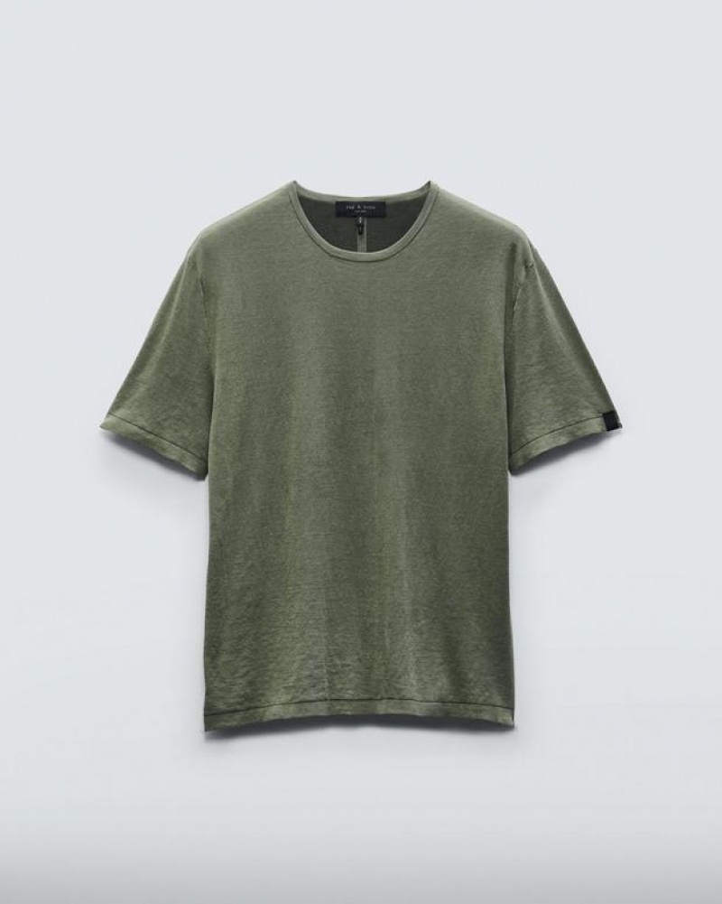 Rag & Bone Banks Double Faced Short Sleeve Tee Cotton T-Shirt Lichen | 14072LQUB