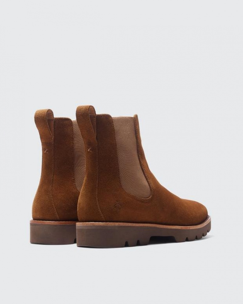 Rag & Bone Bedford Chelsea Boot - Suede Lug Ankle Boot Walnut Brown Suede | 32806GWMS