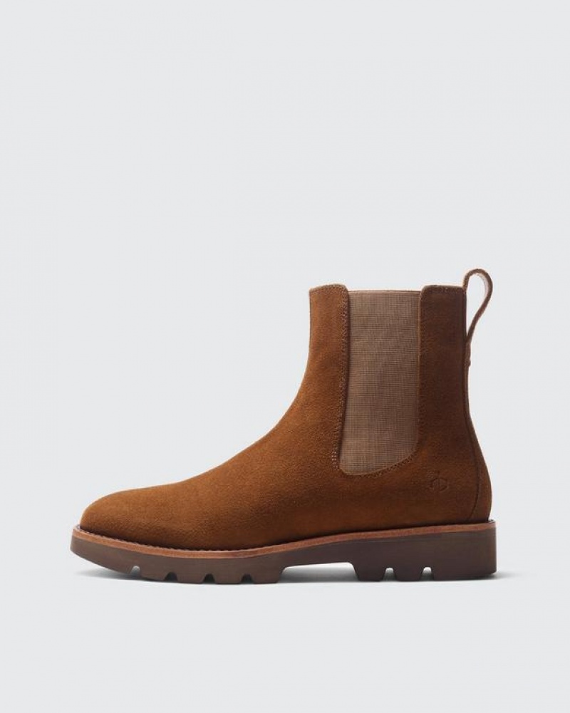 Rag & Bone Bedford Chelsea Boot - Suede Lug Ankle Boot Walnut Brown Suede | 32806GWMS