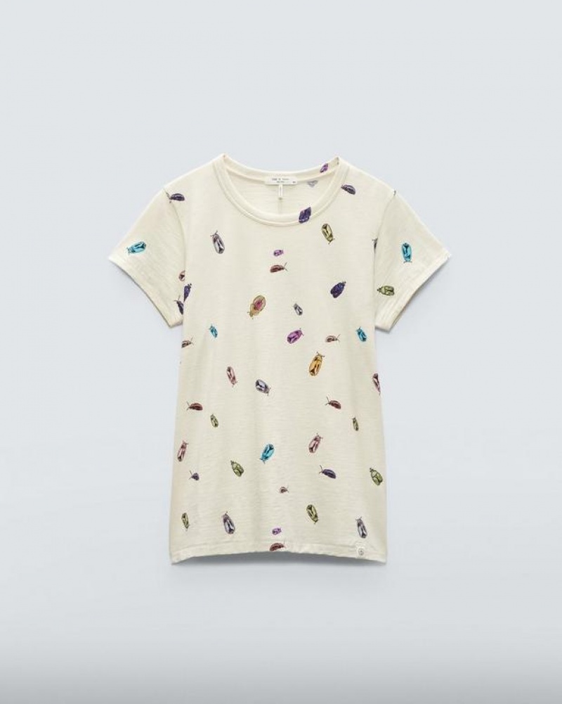 Rag & Bone Beetle Tee Cotton T-Shirt Beige | 63249FZGU