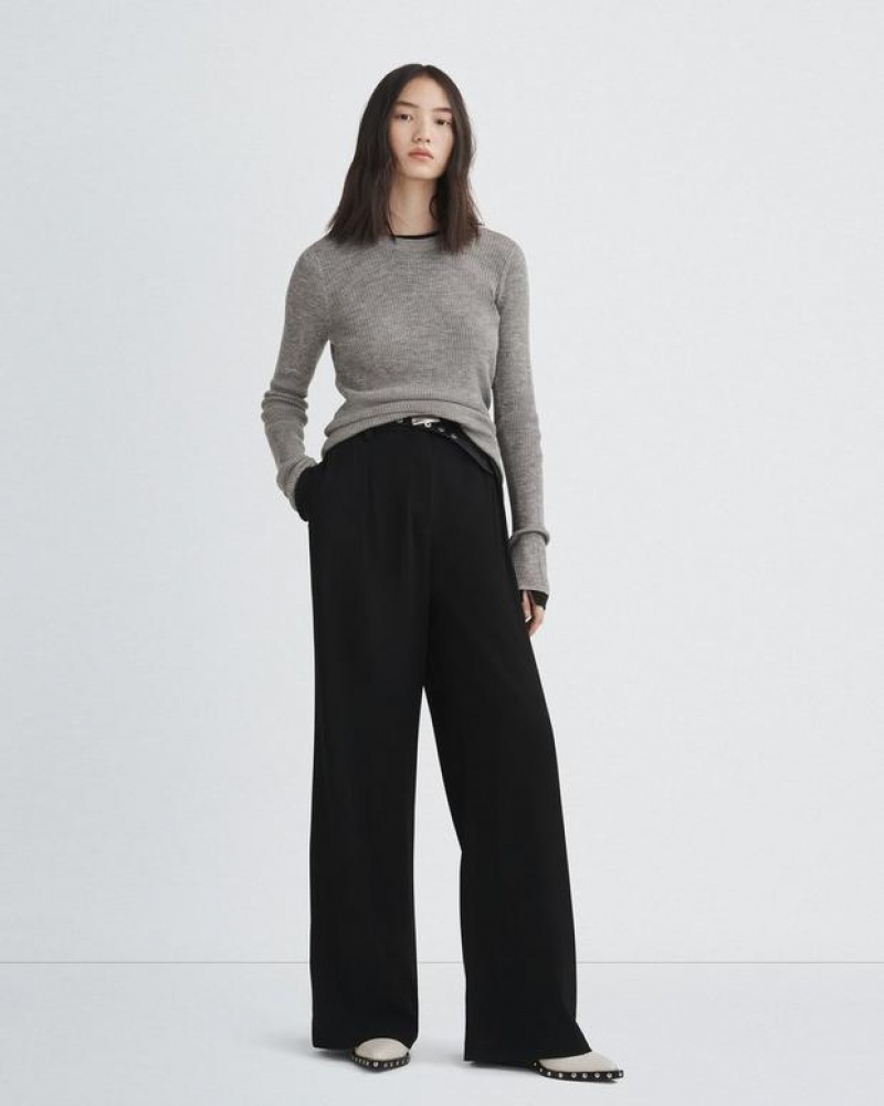 Rag & Bone Bennett Japanese Crepe Pant Classic Fit Pant Black | 39408KNST