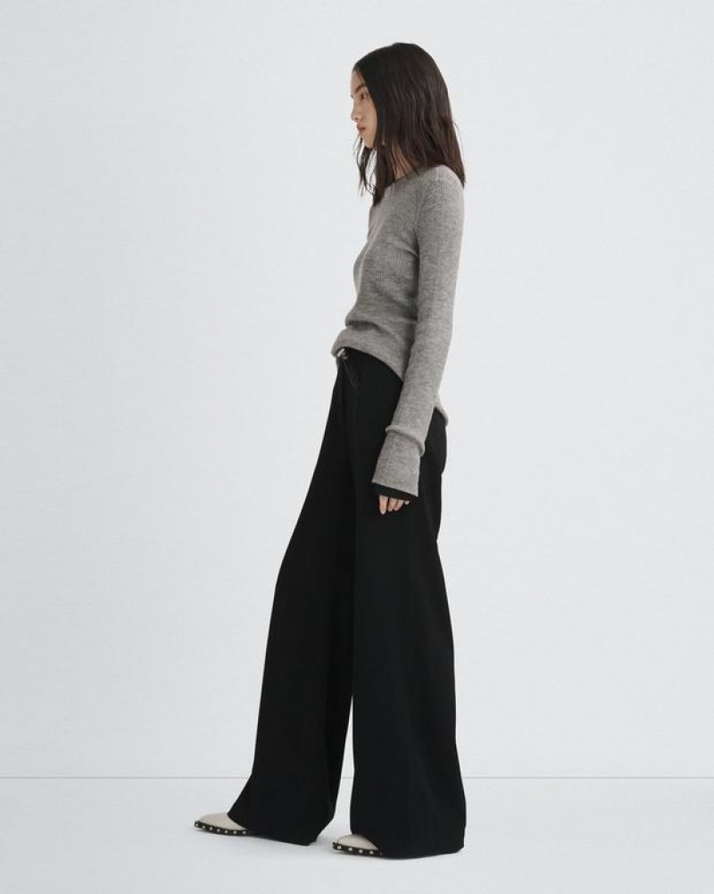 Rag & Bone Bennett Japanese Crepe Pant Classic Fit Pant Black | 39408KNST