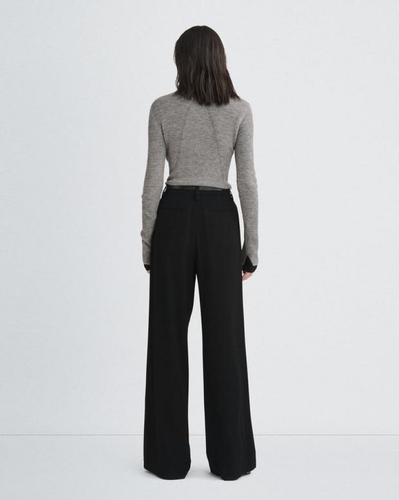 Rag & Bone Bennett Japanese Crepe Pant Classic Fit Pant Black | 39408KNST