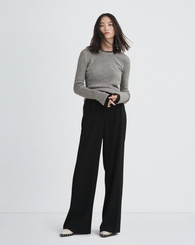 Rag & Bone Bennett Japanese Crepe Pant Classic Fit Pant Black | 39408KNST