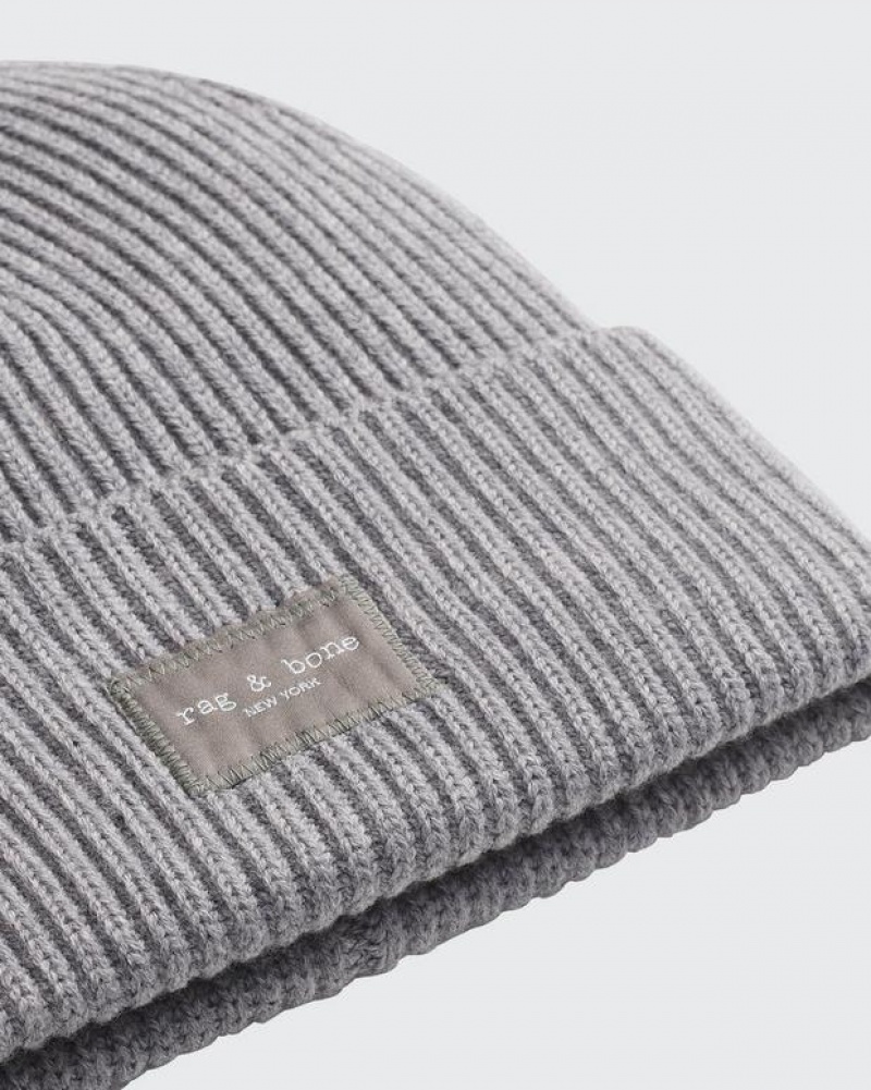 Rag & Bone Blake Beanie Wool Hat Heather Grey | 12706PARU