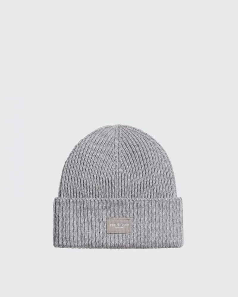 Rag & Bone Blake Beanie Wool Hat Heather Grey | 12706PARU