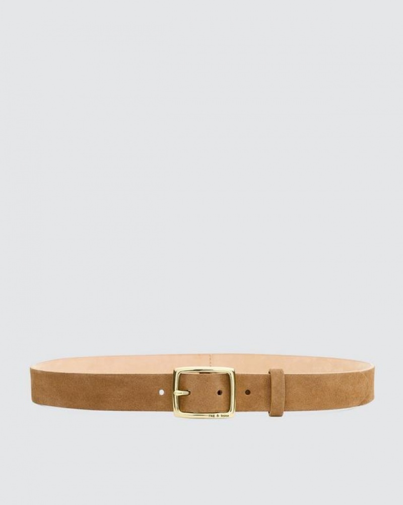 Rag & Bone Boyfriend Belt Suede 30mm Belt Camel | 92783EBJC