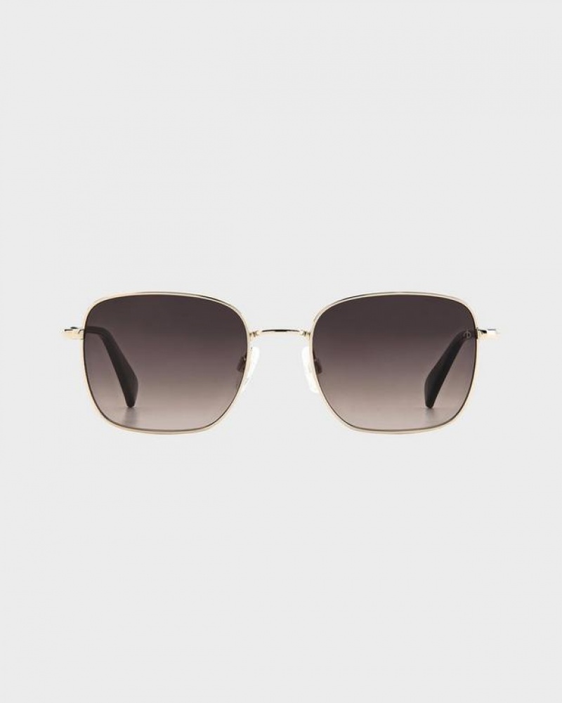 Rag & Bone Breton Square Sunglasses Gold | 26843ELWN