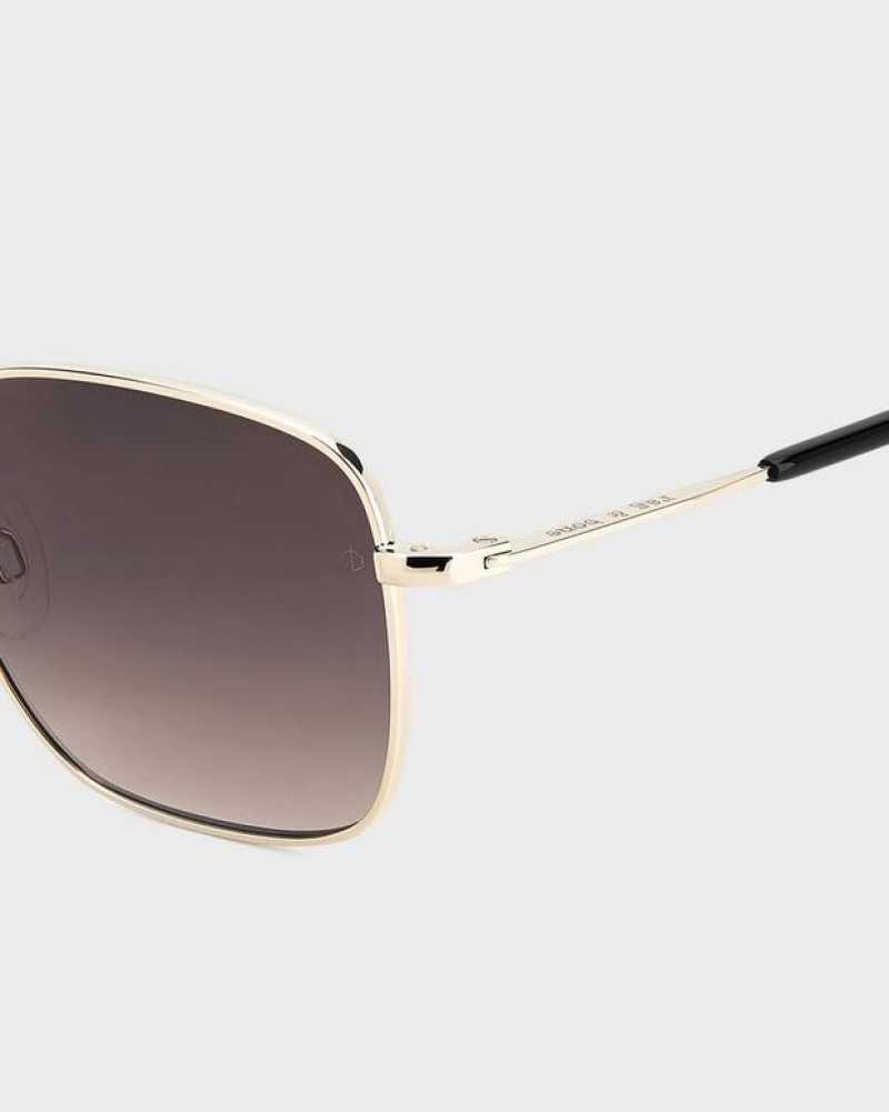 Rag & Bone Breton Square Sunglasses Gold | 26843ELWN