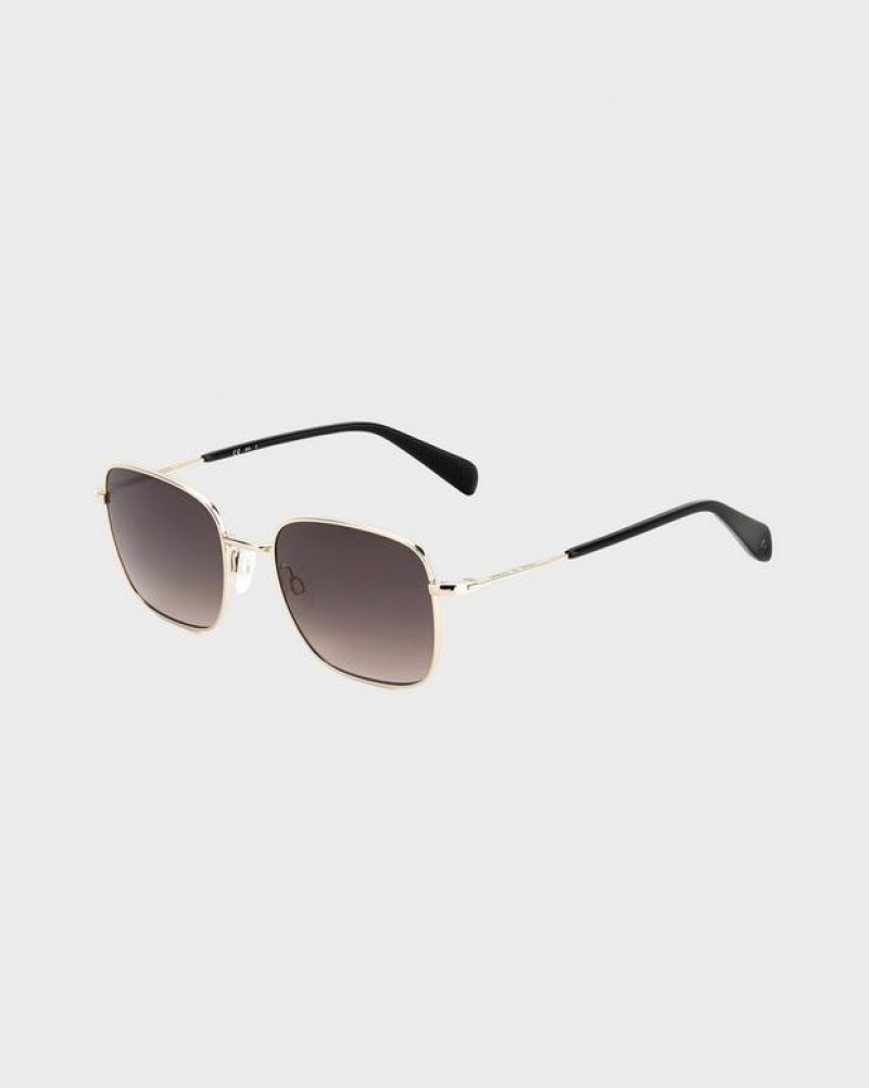 Rag & Bone Breton Square Sunglasses Gold | 26843ELWN