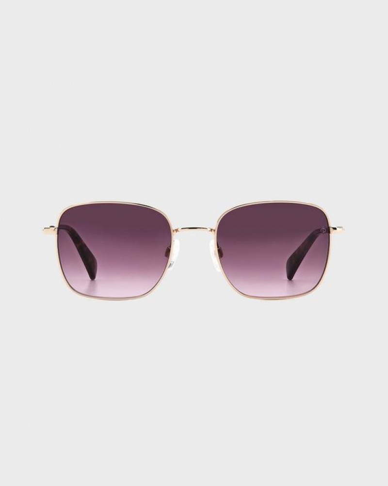 Rag & Bone Breton Square Sunglasses Red Gold | 25143JBTY