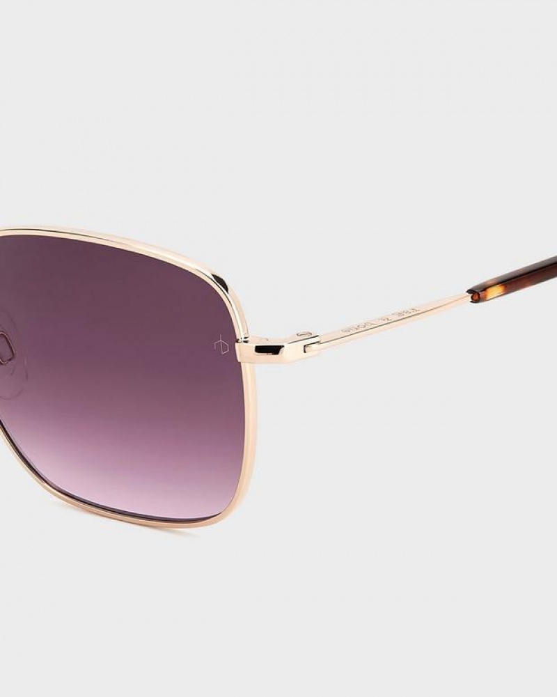 Rag & Bone Breton Square Sunglasses Red Gold | 25143JBTY