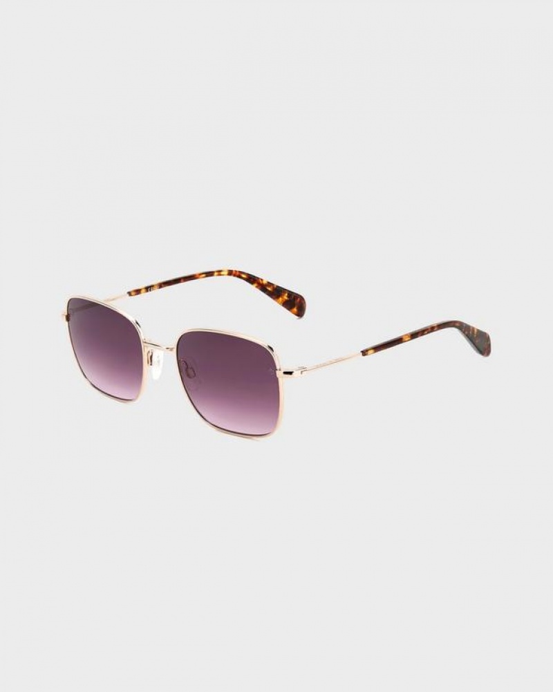 Rag & Bone Breton Square Sunglasses Red Gold | 25143JBTY