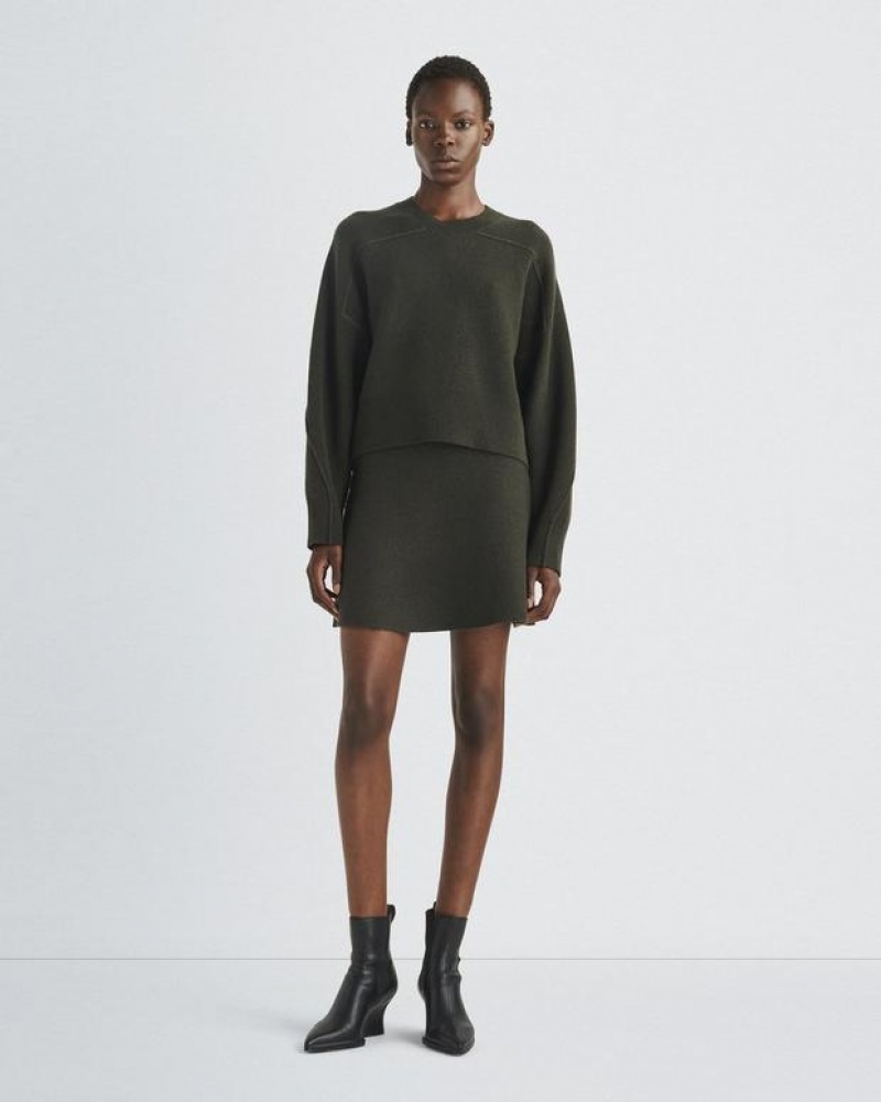 Rag & Bone Bridget Italian Wool Skirt Mini Army | 50796XMJL