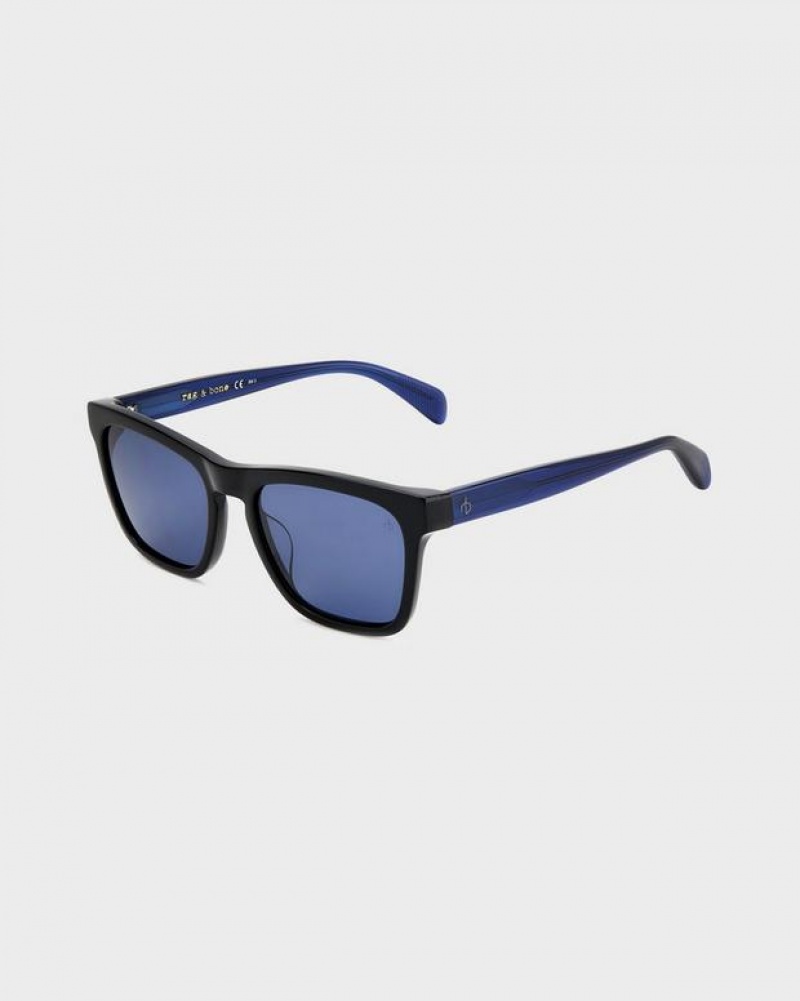 Rag & Bone Cameron Rectangular Sunglasses Black | 15847WVNX