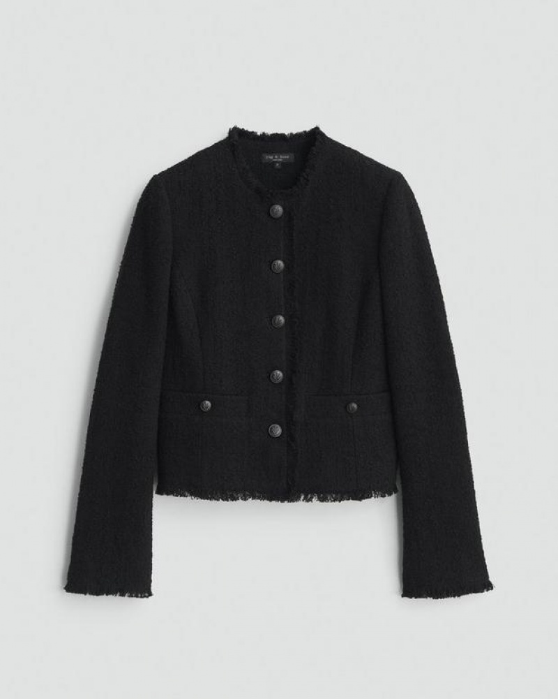 Rag & Bone Carmen Tweed Jacket Classic Fit Black | 36249LNPM