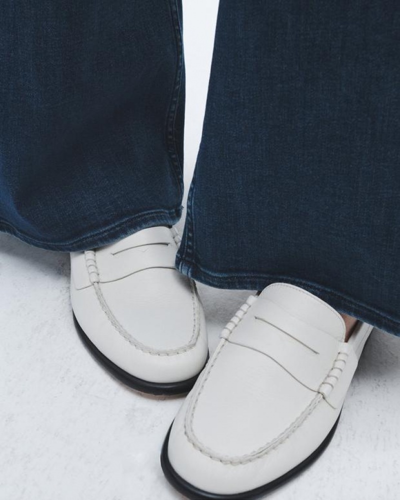 Rag & Bone Carter Loafer - Leather Penny Loafer Antique White | 73651ULHD