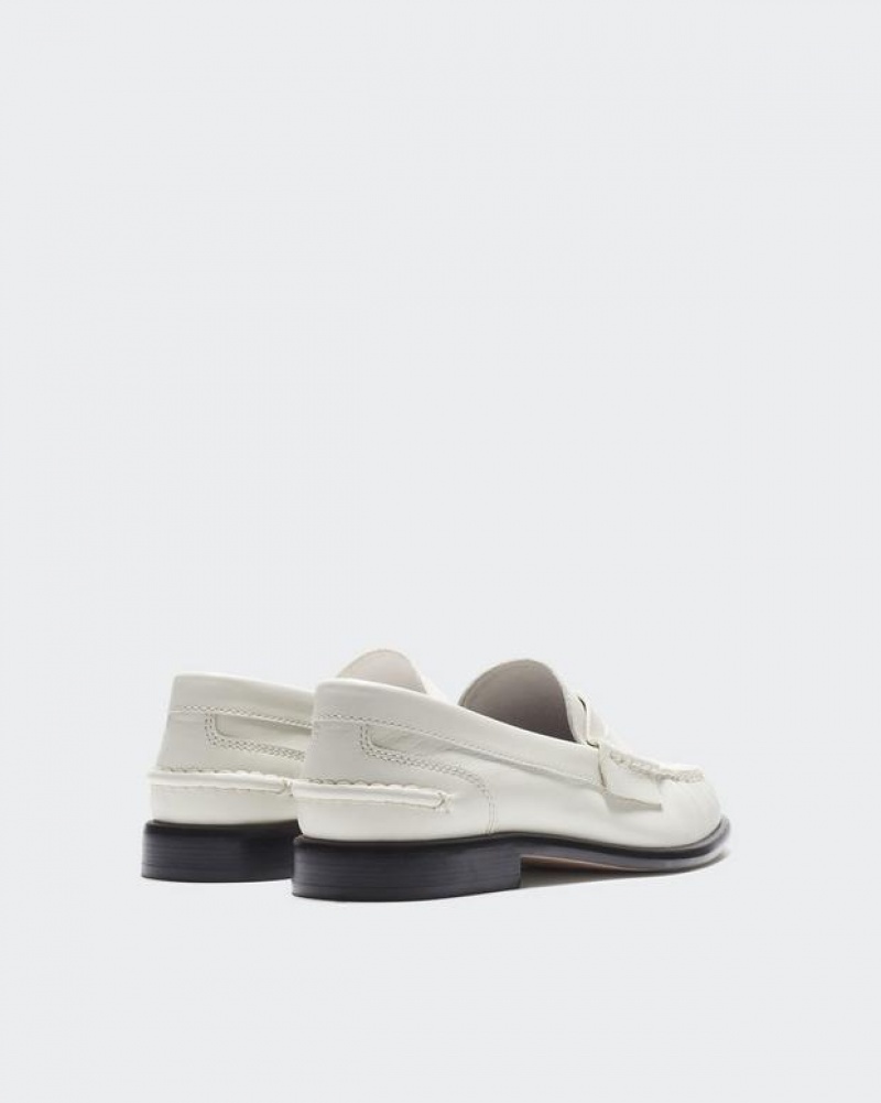 Rag & Bone Carter Loafer - Leather Penny Loafer Antique White | 73651ULHD