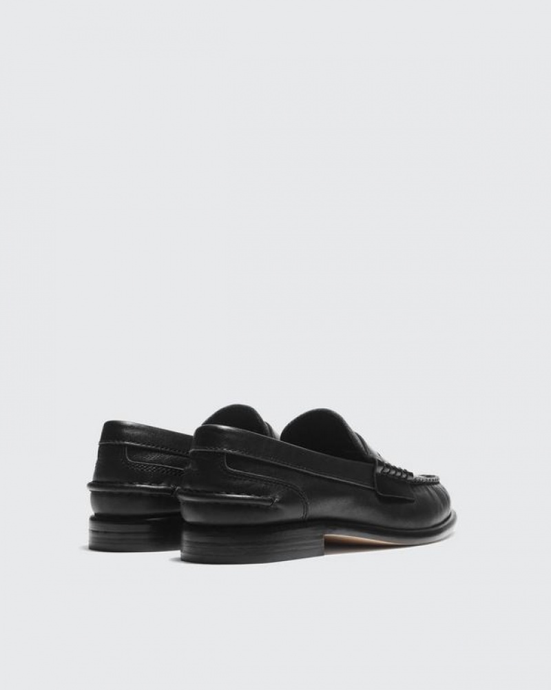 Rag & Bone Carter Loafer - Leather Penny Loafer Black | 36528TRYH