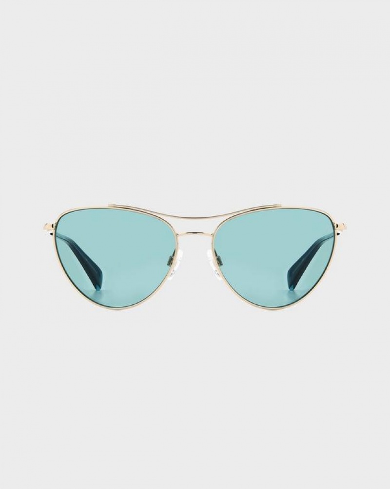 Rag & Bone Clare Butterfly Sunglasses Gold Teal | 06418ISPE