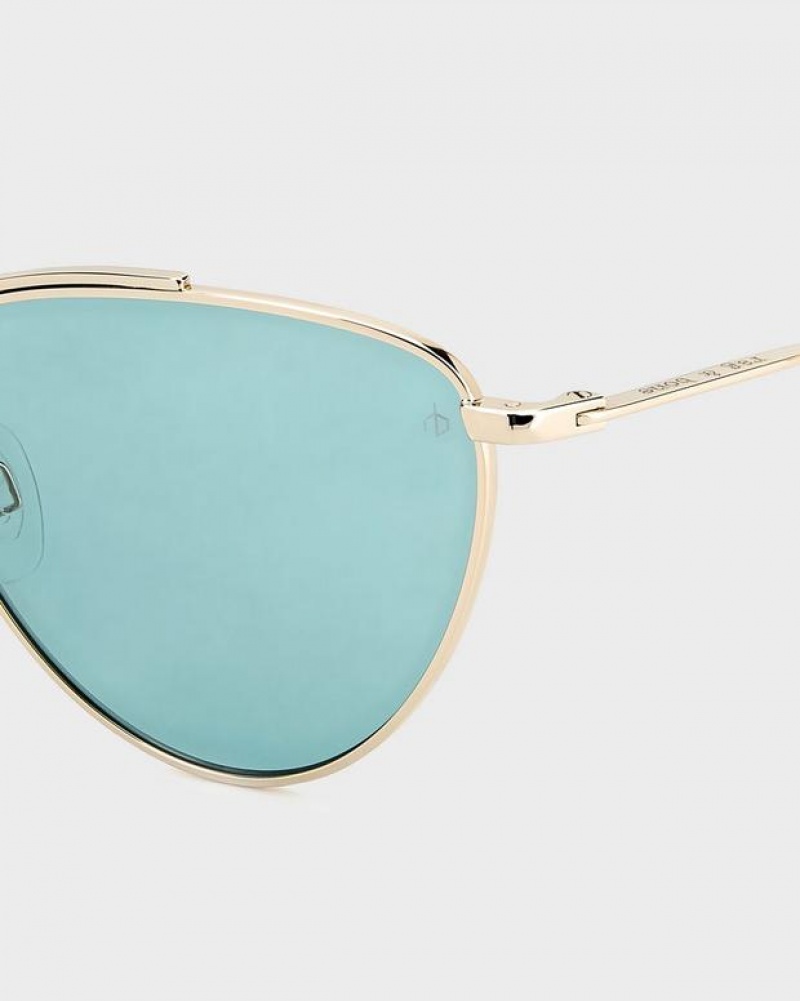 Rag & Bone Clare Butterfly Sunglasses Gold Teal | 06418ISPE