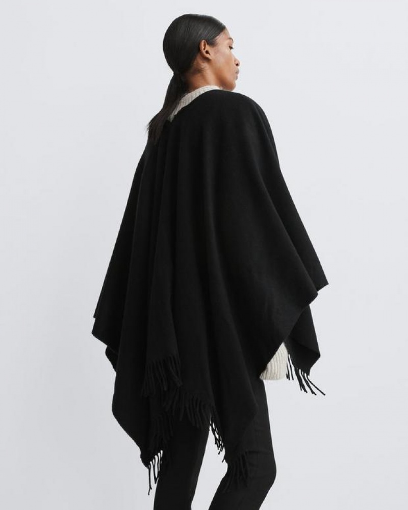 Rag & Bone Classic Cashmere Poncho Midweight Poncho Black | 73829FMTI