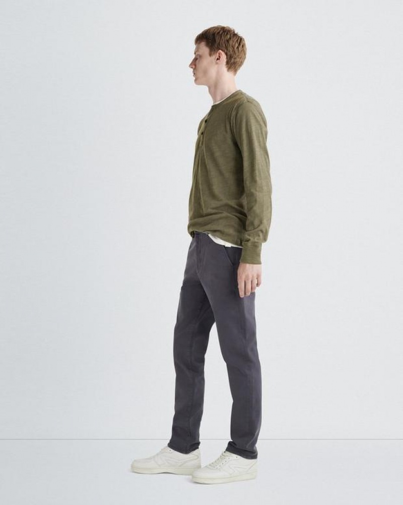 Rag & Bone Classic Flame Henley Cotton T-Shirt Military Olive | 21864SOYM