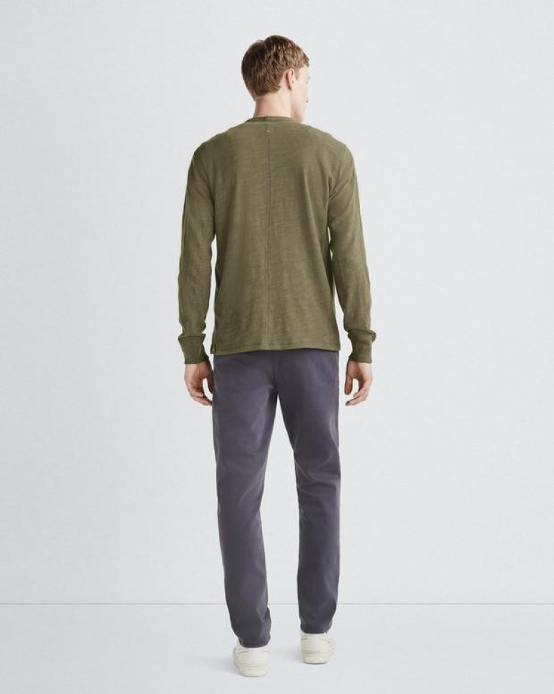 Rag & Bone Classic Flame Henley Cotton T-Shirt Military Olive | 21864SOYM