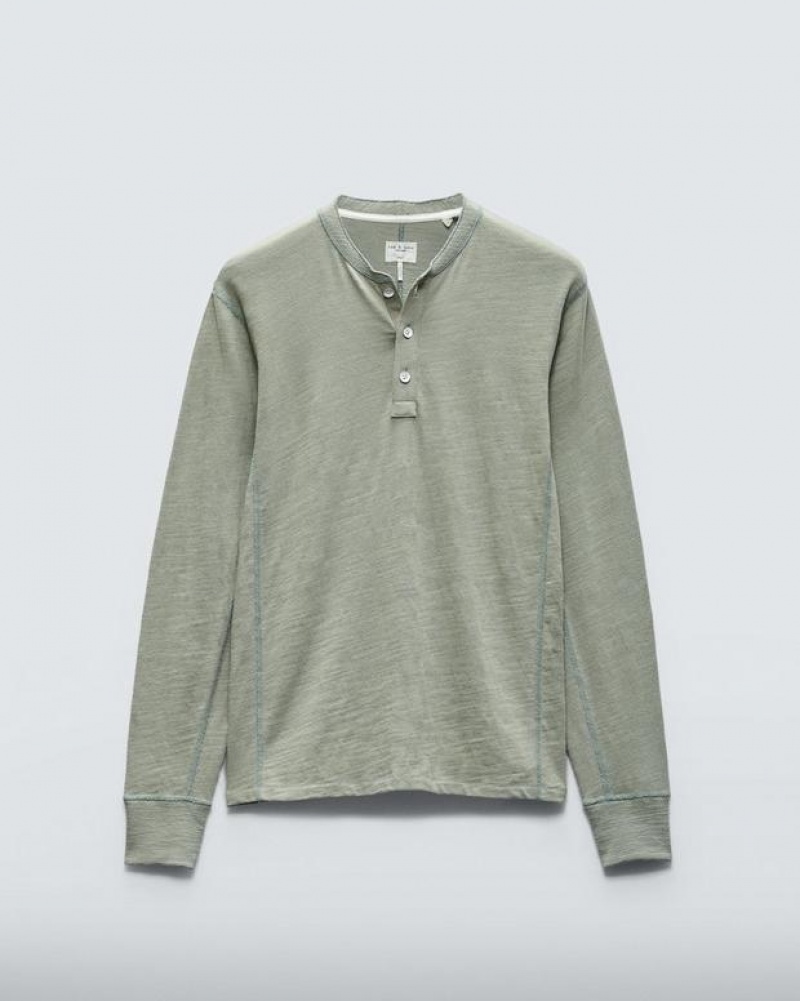 Rag & Bone Classic Flame Henley Organic Cotton T-Shirt Dark Mint | 86952VUFS