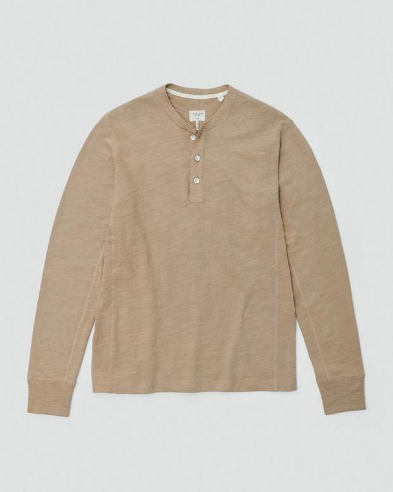 Rag & Bone Classic Flame Henley Organic Cotton T-Shirt Taupe | 15632FUOA