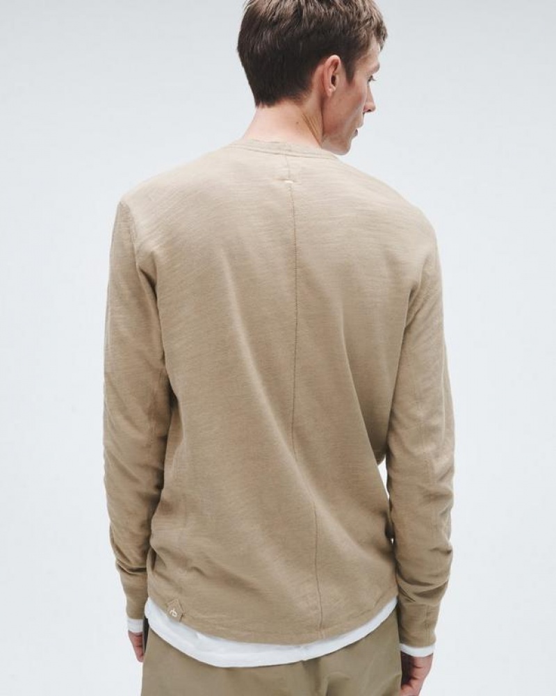 Rag & Bone Classic Flame Henley Organic Cotton T-Shirt Taupe | 15632FUOA