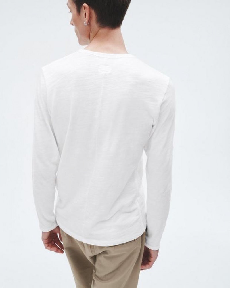 Rag & Bone Classic Flame Long Sleeve Tee Cotton T-Shirt White | 50637RHST