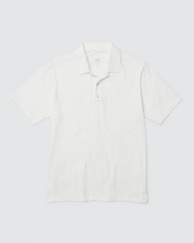 Rag & Bone Classic Flame Polo Pima Cotton Shirt White | 06382BOYS