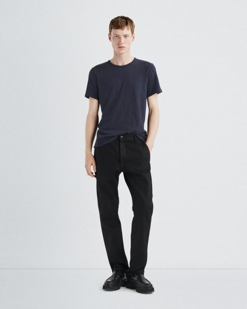 Rag & Bone Classic Flame Tee Cotton T-Shirt Deep Navy | 54398UCES