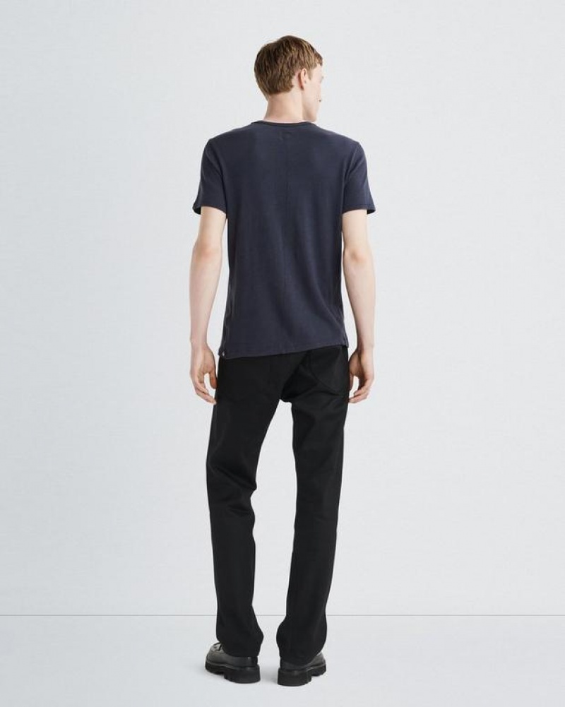 Rag & Bone Classic Flame Tee Cotton T-Shirt Deep Navy | 54398UCES