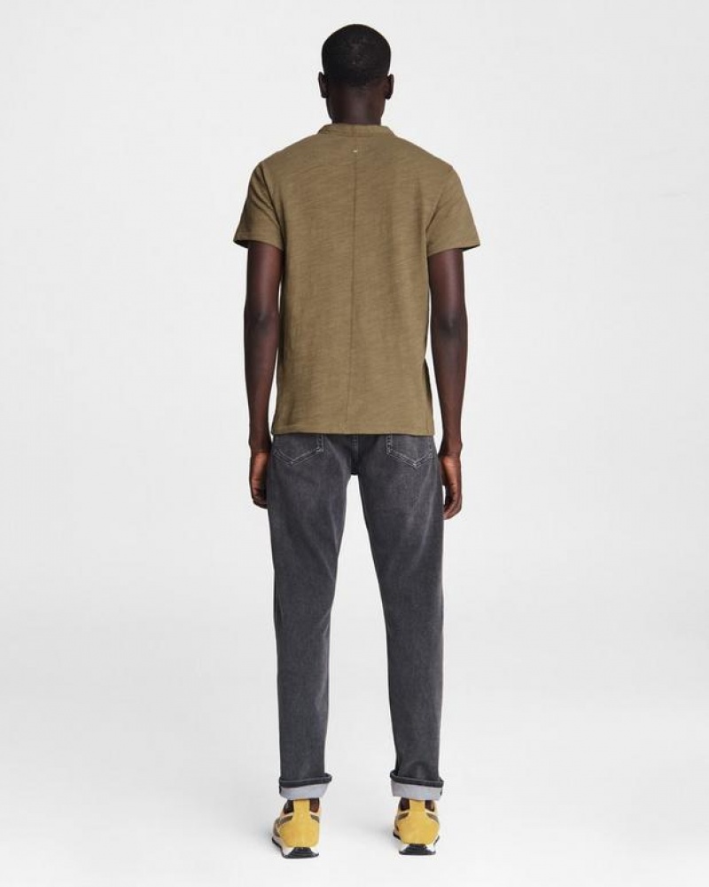 Rag & Bone Classic Short Sleeve Henley Cotton T-Shirt Olive | 26915ZMOI