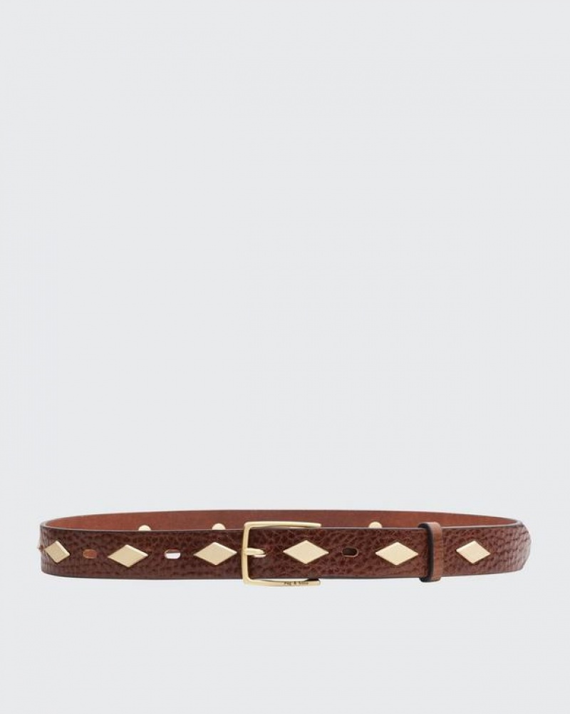 Rag & Bone Colin Studded Belt Leather Belt Brown | 24917PRTD