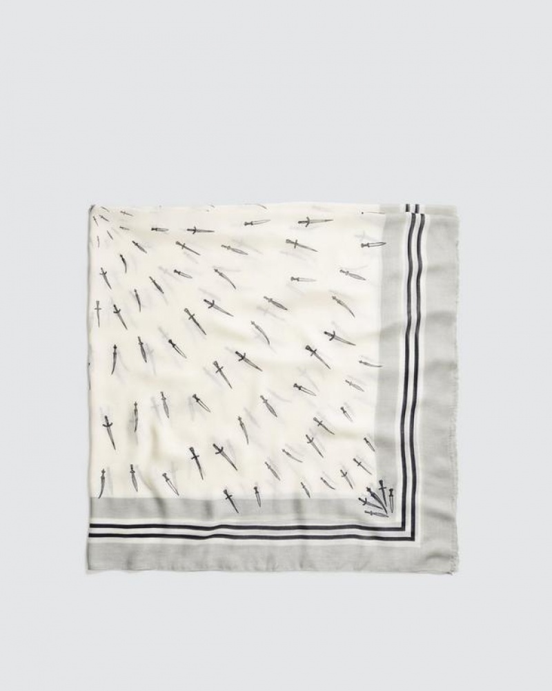 Rag & Bone Dagger Cashmere Modal Scarf Lightweight Scarf White | 60714JKQU