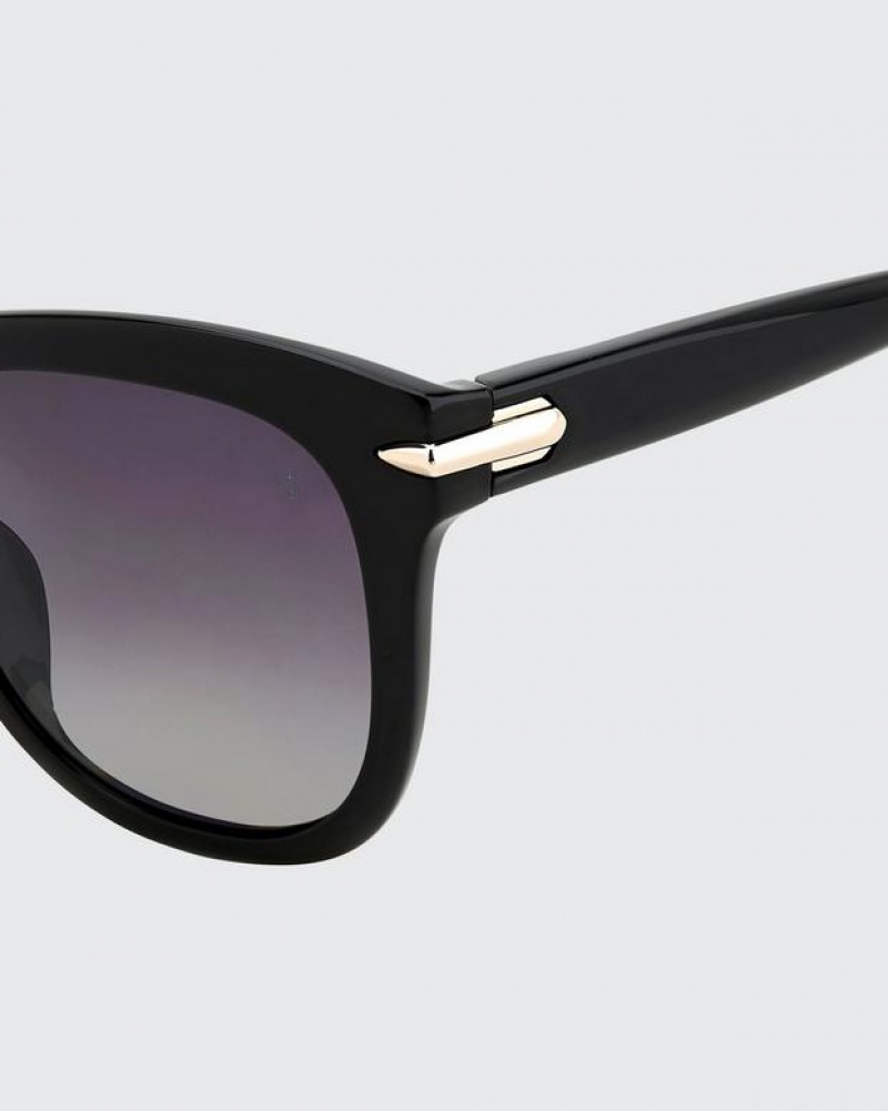 Rag & Bone Darcy Rectangular Sunglasses Black | 79432RYNQ