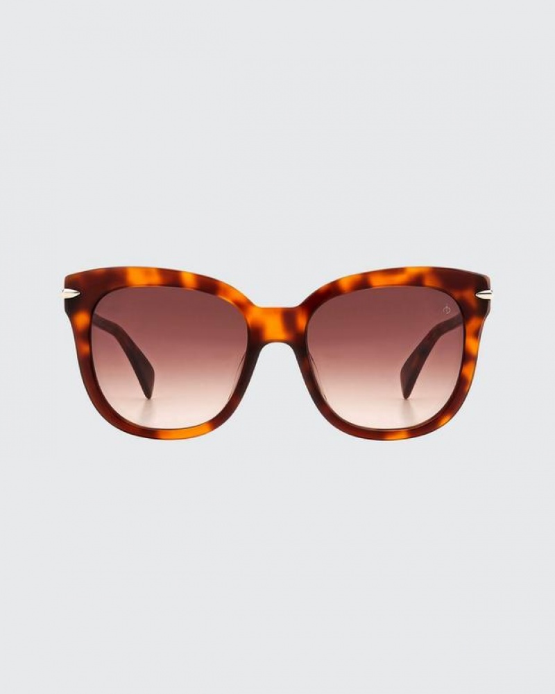 Rag & Bone Darcy Rectangular Sunglasses Havana | 16894ESJA