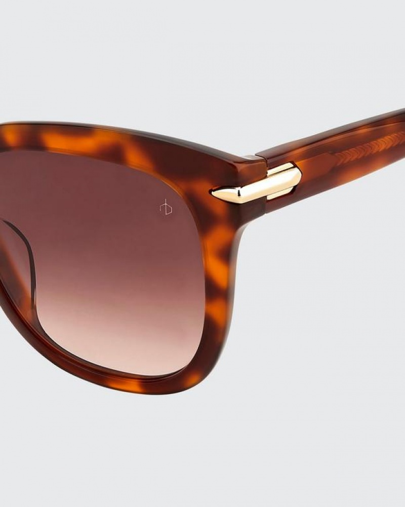 Rag & Bone Darcy Rectangular Sunglasses Havana | 16894ESJA