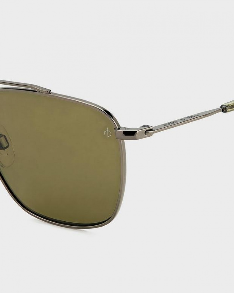 Rag & Bone Dayton Square Sunglasses Grey Khaki | 69724GLTZ