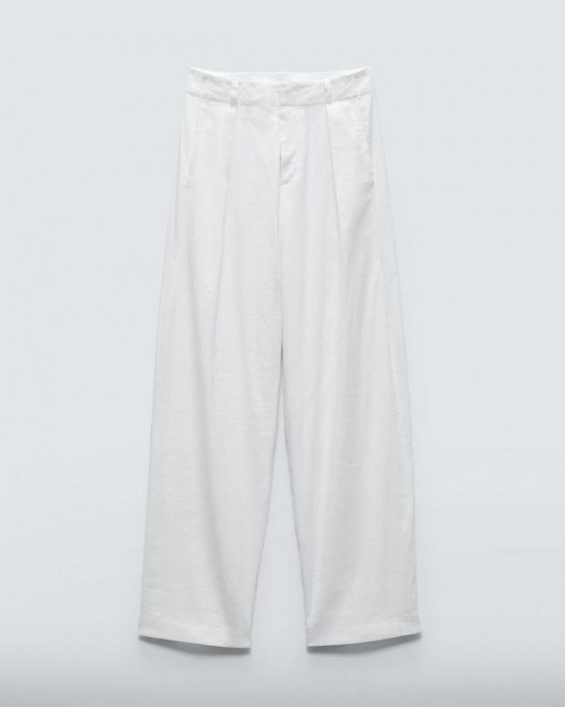 Rag & Bone Donovan Linen Pant Relaxed Fit White | 43850VDXT