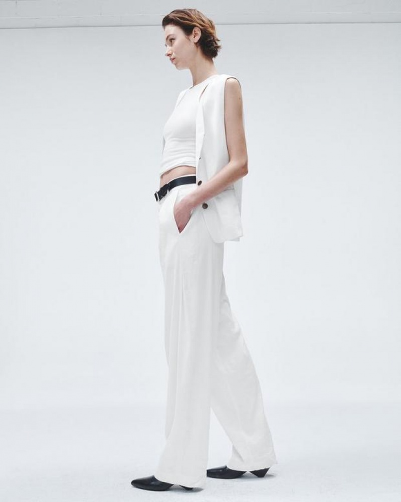 Rag & Bone Donovan Linen Pant Relaxed Fit White | 43850VDXT