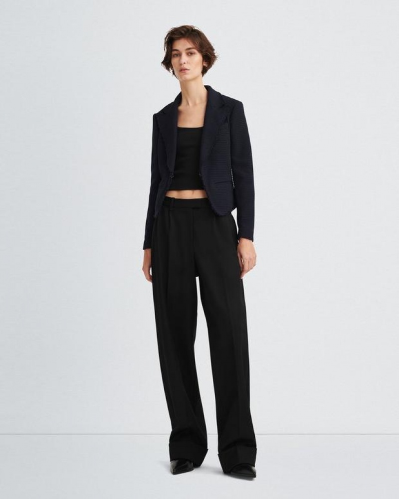 Rag & Bone Elle Tweed Blazer Classic Fit Navy | 36940YPJD