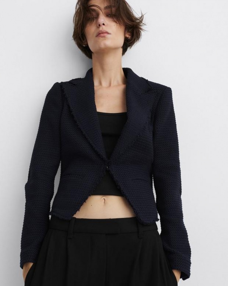 Rag & Bone Elle Tweed Blazer Classic Fit Navy | 36940YPJD