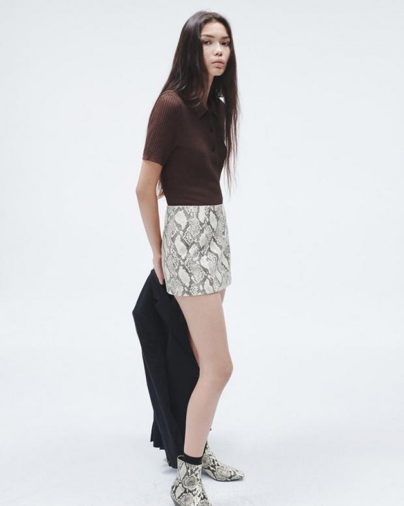 Rag & Bone Emerson Leather Skirt Mini Snake Print | 95623FXPW