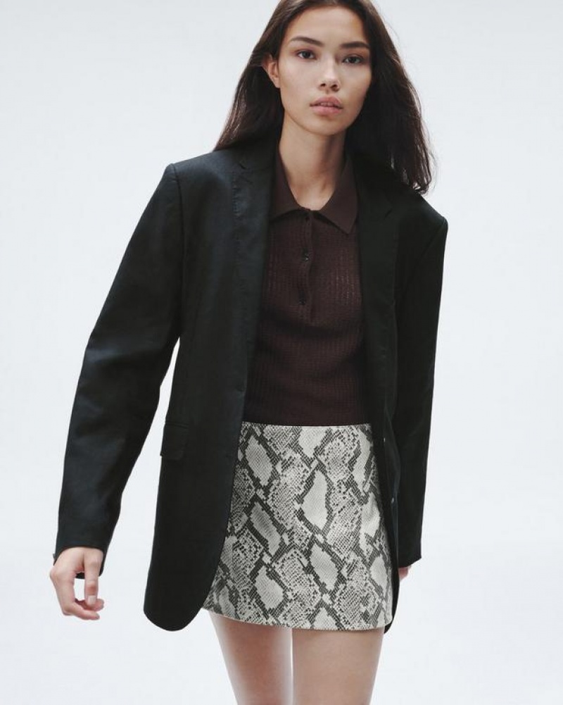 Rag & Bone Emerson Leather Skirt Mini Snake Print | 95623FXPW